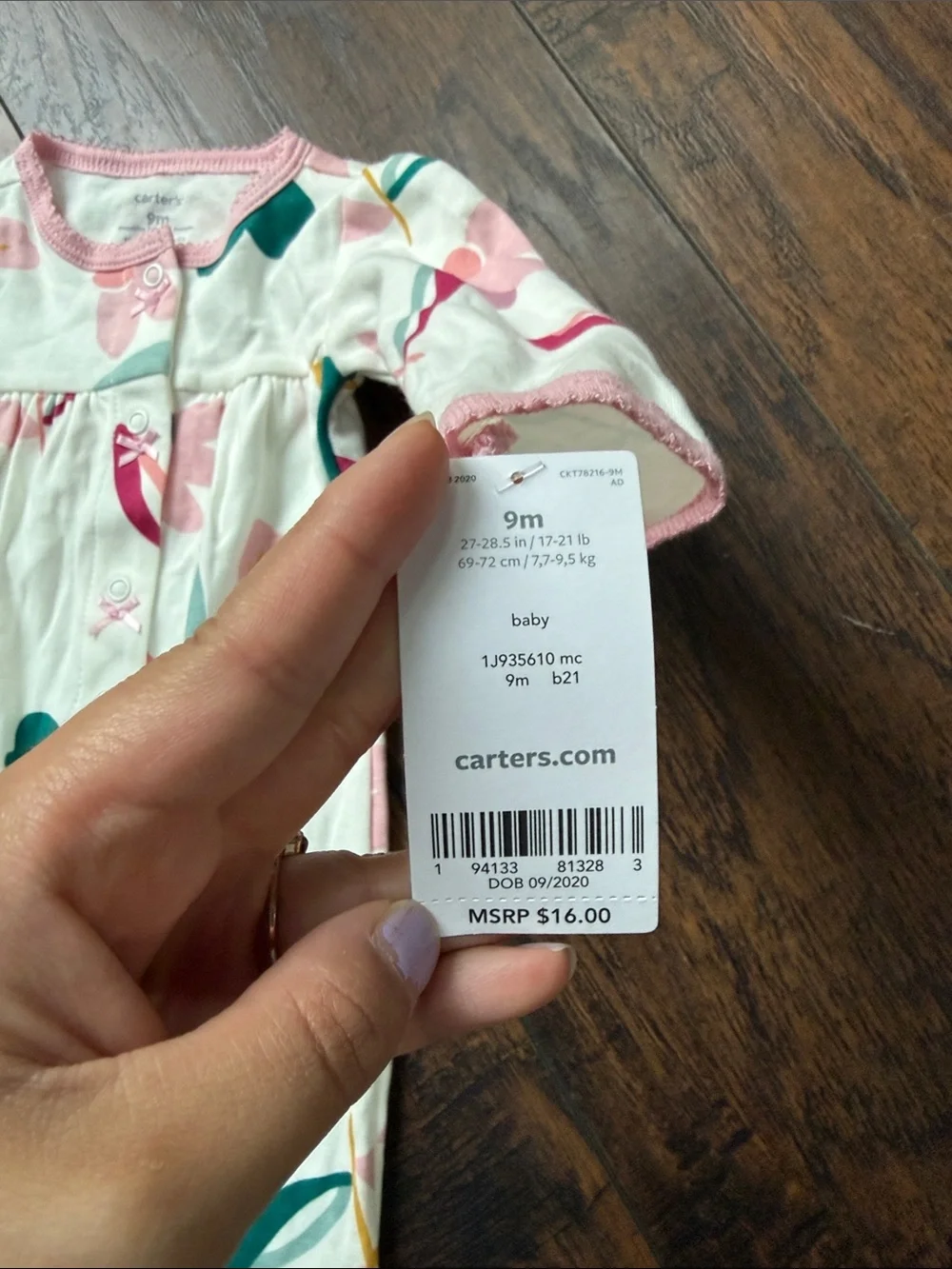 Floral footed onesie pajama nwt